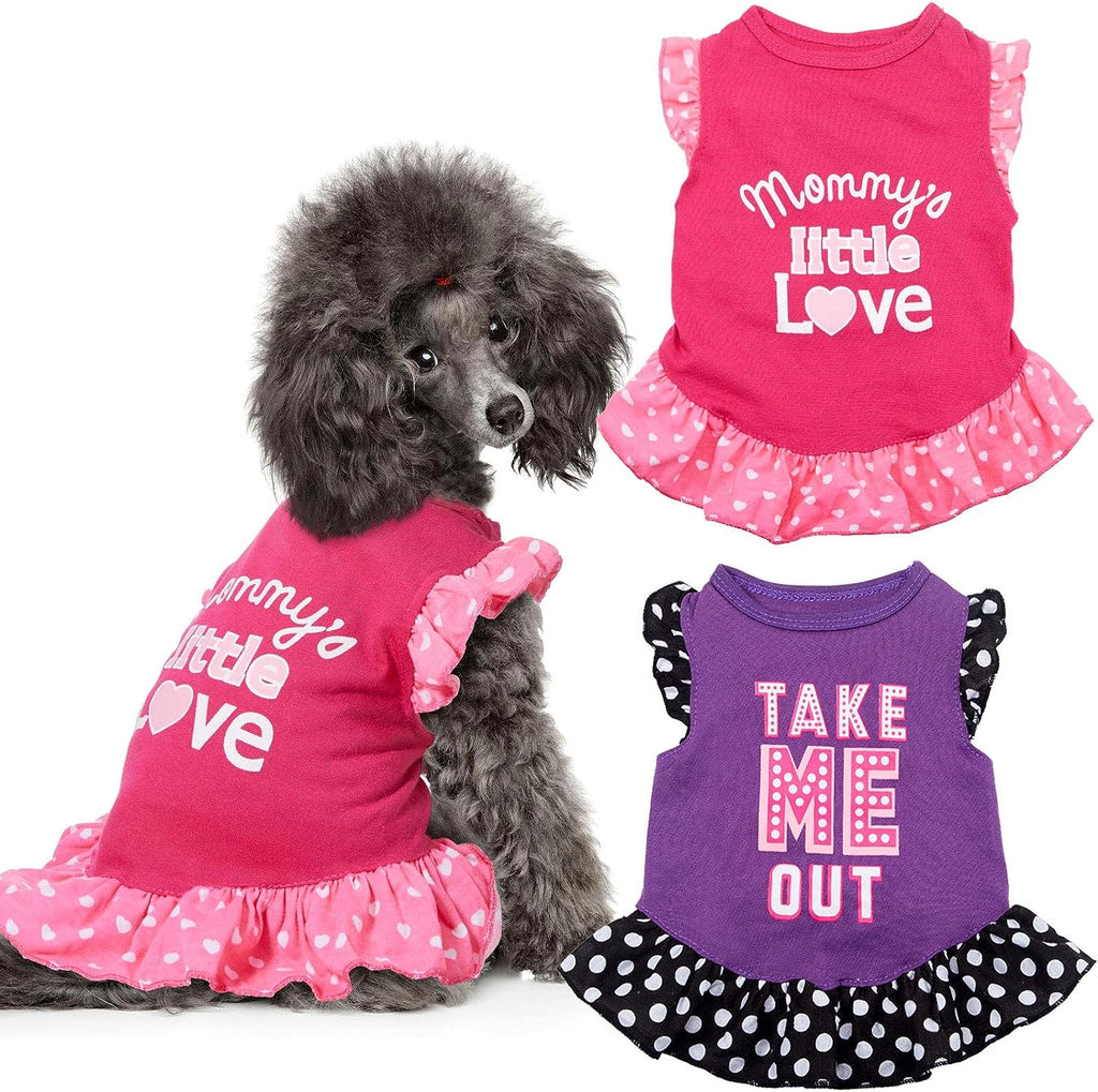 2 Set Dog Dresses for Dogs XS/S/M/L, Love and Me, Medium