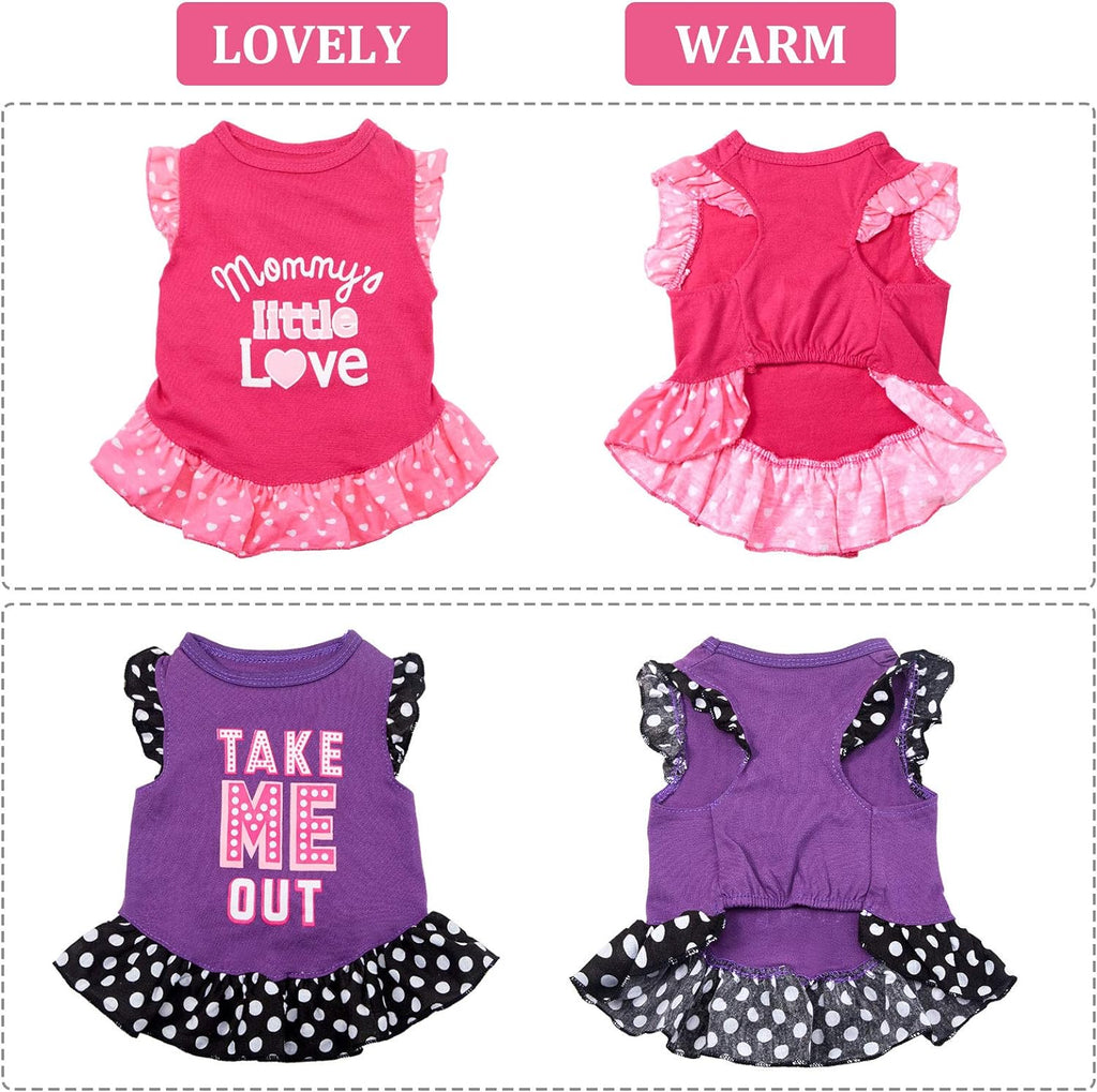 2 Set Dog Dresses for Dogs XS/S/M/L, Love and Me, Medium