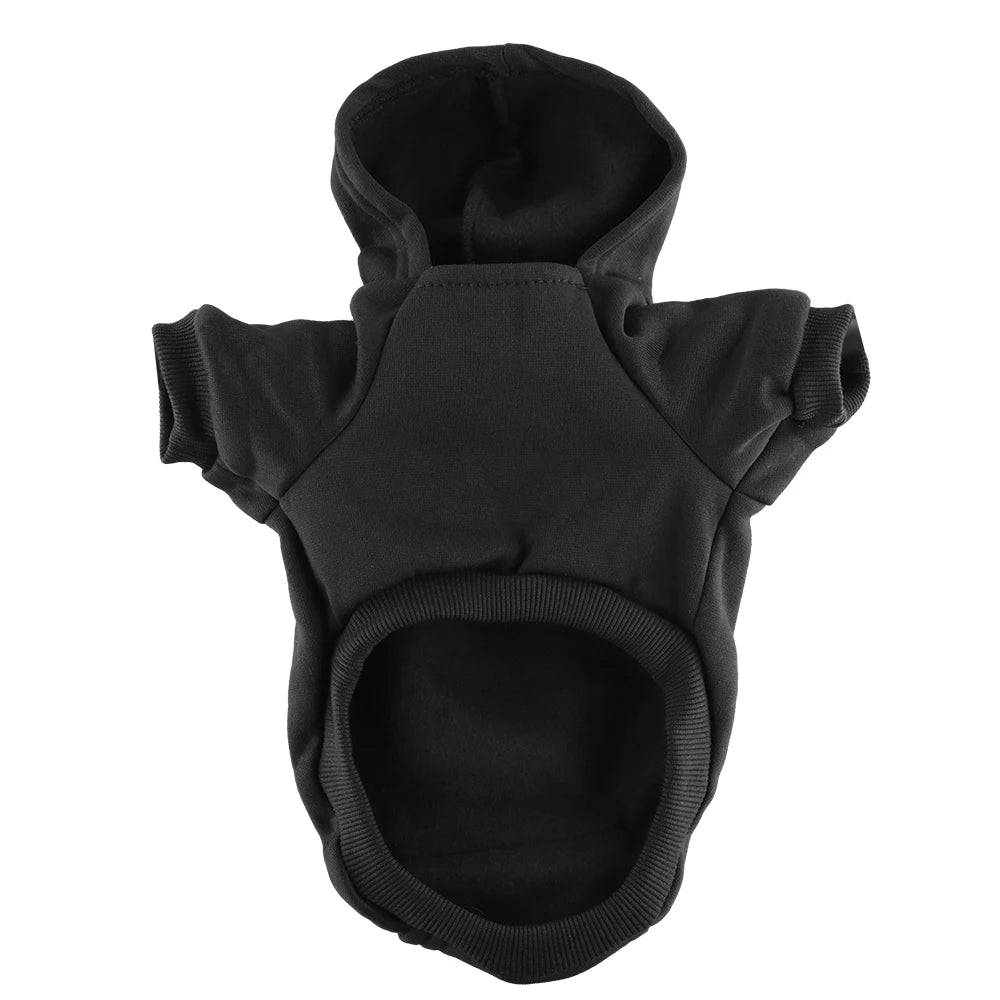 Fleece-lined pet hoodie details and sizing